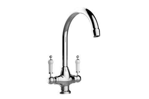 River - Twin Leaver Mixer Tap - Vologne - Brushed Steel