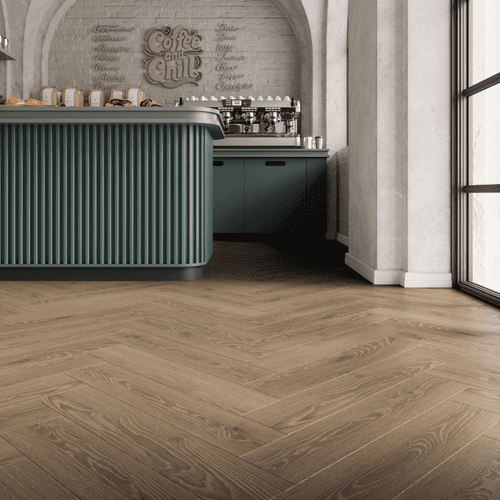 Rocko SPC Herringbone Flooring - Tobacco Montanara Oak K803