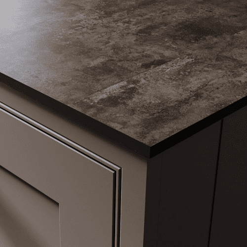 Senses 12mm Compact Laminate Worktops - Nero Ash - RST Rough Stone - Black Core