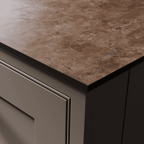 Senses 12mm Compact Laminate Worktops - Sienna Rust - RST Rough Stone - Black Core