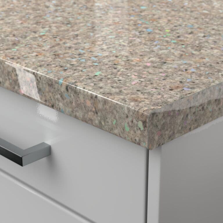 Senses Postformed Laminate 38mm Worktops - Sand Pebble Spark - Gloss