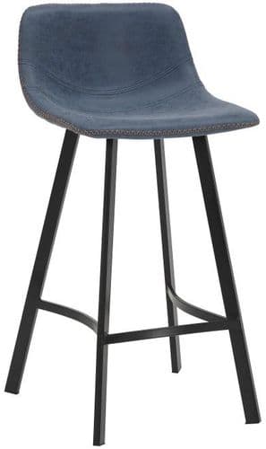 Supreme Antico Bar Stool Collection - Blue Distressed Faux Leather - 66cm