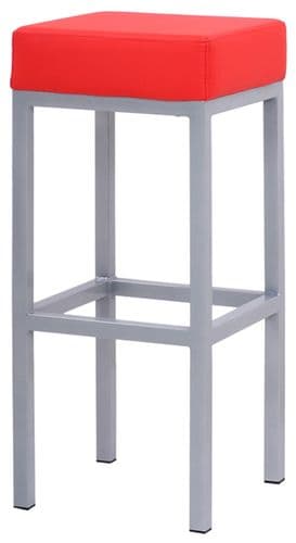 Supreme Cube Bar Stool Collection - Red Faux Leather