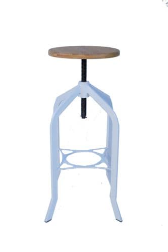Trento Vintage Wooden Seat White Bar Stool