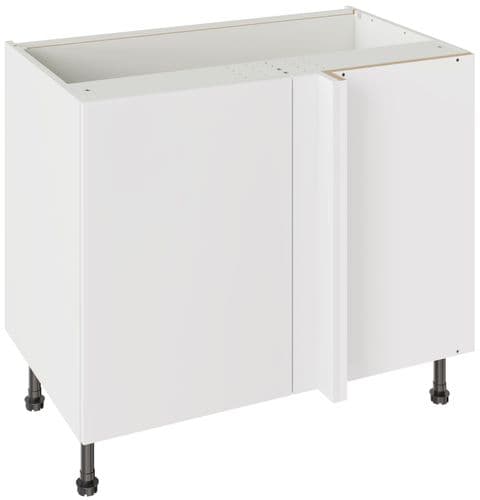 Value Slab Matt 1000 Blind Corner Base Kitchen Cabinet  - Snow White - Flatpack - FKKV4009