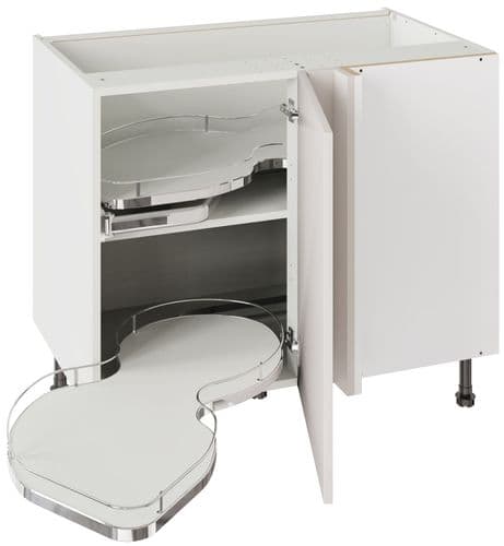 Value Slab Matt 1m Base Cabinet With Dual-Handed Nuvola Blind Corner-Light Grey- Flatpack-FKKV4165