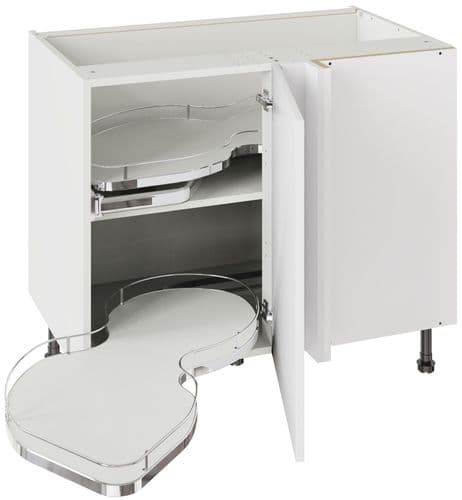 Value Slab Matt 1m Base Cabinet With Dual-Handed Nuvola Blind Corner-Snow White - Flatpack-FKKV4065