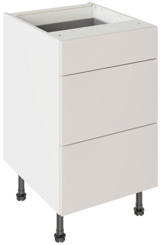 Value Slab Matt 500 3 Drawer Base Kitchen Cabinet - Light Grey - Flatpack - FKKV4141