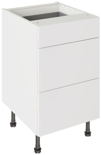 Value Slab Matt 500 3 Drawer Base Kitchen Cabinet - Snow White - Flatpack - FKKV4041