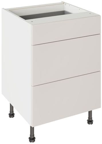 Value Slab Matt 600 3 Drawer Base Kitchen Cabinet - Light Grey - Flatpack - FKKV4106