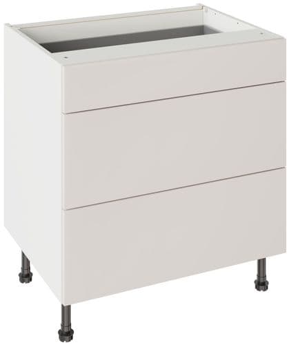 Value Slab Matt 800 3 Drawer Base Kitchen Cabinet  - Light Grey - Flatpack - FKKV4107