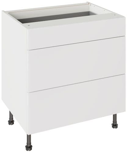 Value Slab Matt 800 3 Drawer Base Kitchen Cabinet  - Snow White - Flatpack - FKKV4007