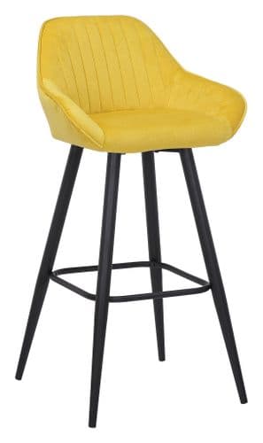 Velluto Velvet Bar Stool - Mustard - 66cm