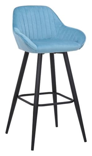 Velluto Velvet Bar Stool - Pastel Blue - 66cm