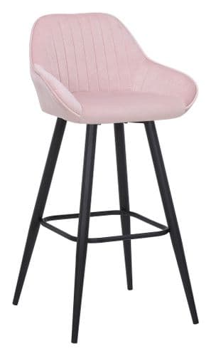 Velluto Velvet Bar Stool - Pink - 66cm