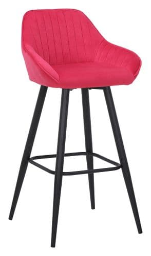 Velluto Velvet Bar Stool - Red - 66cm