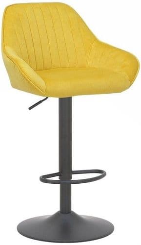 Velluto Velvet Bar Stool Round Base - Mustard