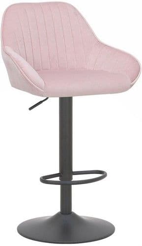 Velluto Velvet Bar Stool Round Base - Pink