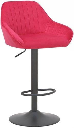 Velluto Velvet Bar Stool Round Base - Red