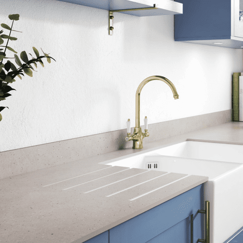 Zenith 12mm Compact Laminate Worktops - Chaux Sableé Fizzy - Extra Matt - Light Grey Core
