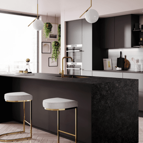 Zenith 12mm Compact Laminate Worktops - Noir - Fusion - Black Core