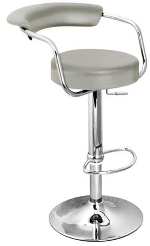 Zenith Bar Stool Collection - Grey Faux-Leather Non-Weighted Base