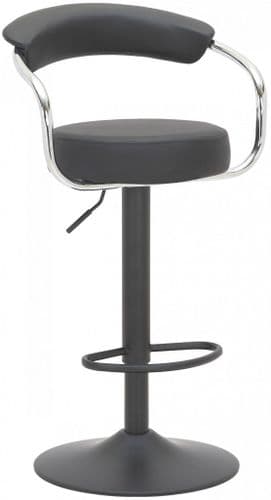 Zenith Bar Stool Matte Black Non Weighted Base - Faux-Leather - Black