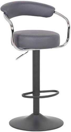 Zenith Bar Stool Matte Black Non Weighted Base - Faux-Leather - Charcoal