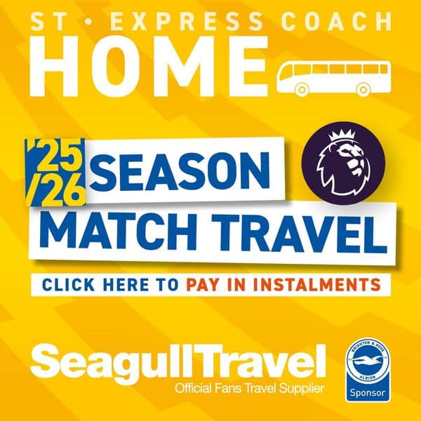 2025/26 (INSTALMENTS) Match day Express Travel Season Ticket - 19 Home PL Games only