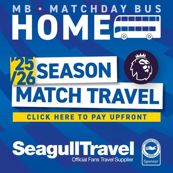 2025/26 Match day Bus Travel Season Ticket covering 19 Home Premier League Games