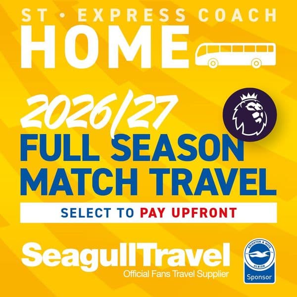 2026/27 Match day Express Travel Season Ticket - covering 19 Home Premier League Games