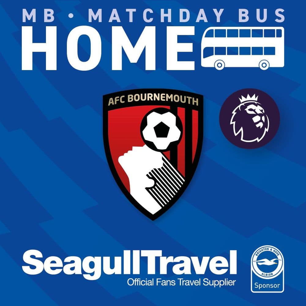 Matchday Bus to the Amex for Bournemouth- Tue 5th January - KO 19:30
