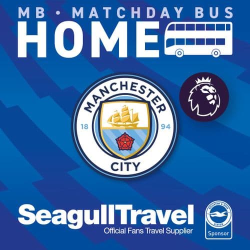 Matchday Bus to the Amex for Man City FC- Sunday 31st August - KO 14:00