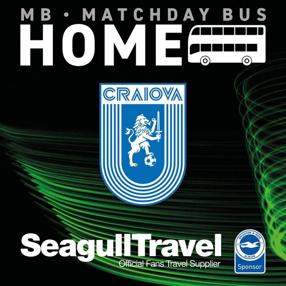 Matchday Bus - UEFA Conference League vs CS Universitatea Craiova - Thursday 26th November KO 5.45pm