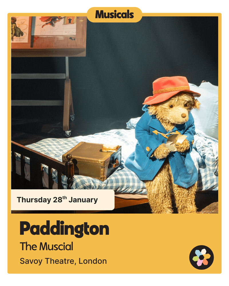 Paddington at Savoy Theatre -Thursday 28th January 2027 A24 Route