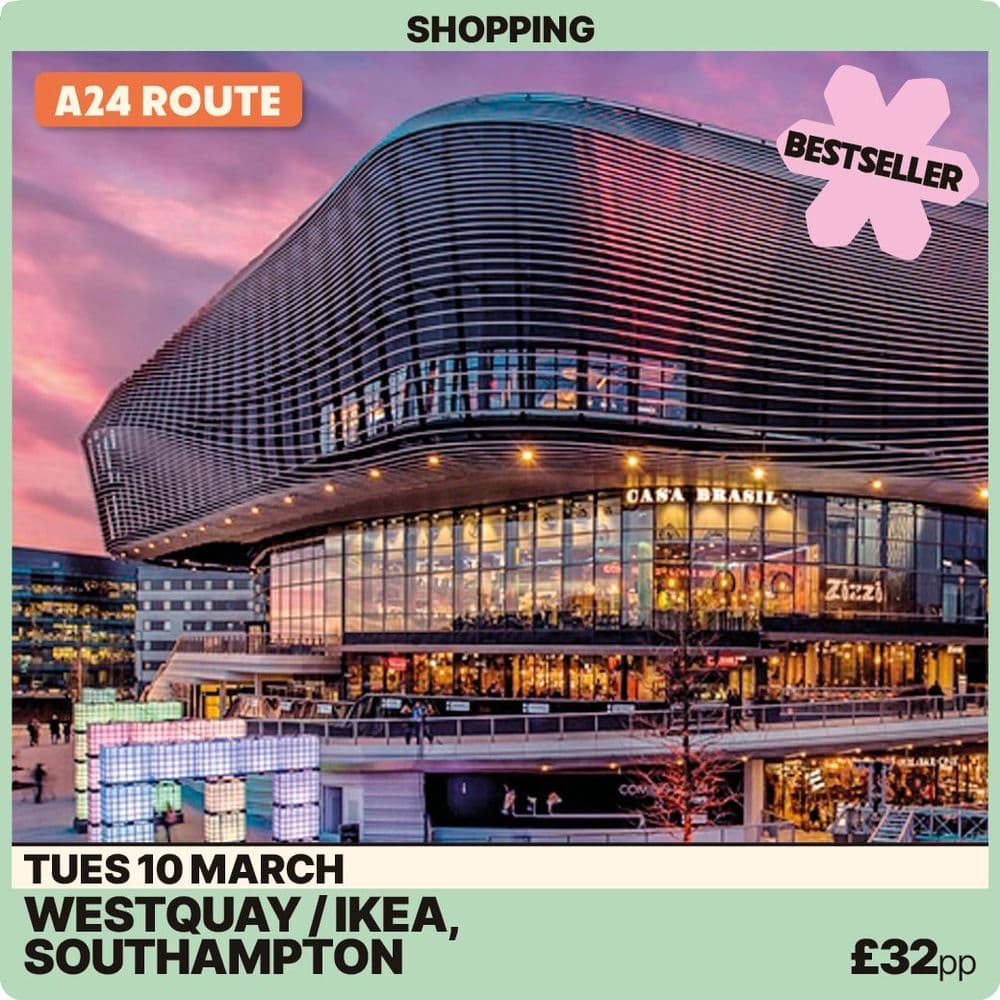 Southampton Westquay Tuesday 10th March -A24 Route