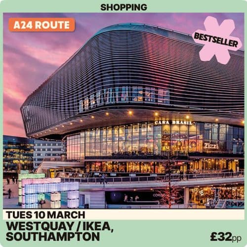 Southampton Westquay Tuesday 10th March -A24 Route