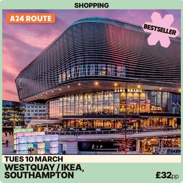 Southampton Westquay Tuesday 10th March -A24 Route