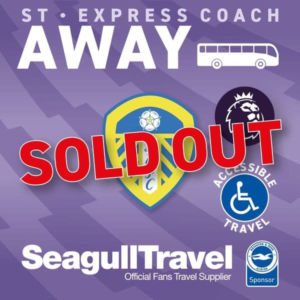 WHEELCHAIR ACCESSIBLE COACH vs Leeds United FC, Sunday (TBC) 17th May 2026