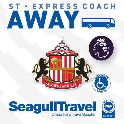 WHEELCHAIR ACCESSIBLE COACH vs Sunderland FC, Saturday 10th October 2026