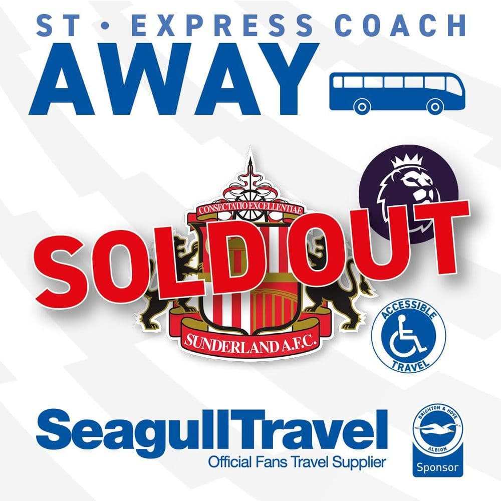 WHEELCHAIR ACCESSIBLE COACH vs Sunderland FC, Saturday 10th October 2026