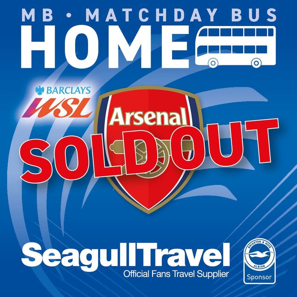 WSL Albion vs Arsenal - 15/02/26 - (Free Travel)  Sunday - Home - 14:30 Kick Off