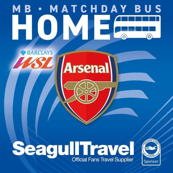 WSL Albion vs Arsenal FC Women- 06/09/26 - (Free Travel) Sunday - Home - 12:00 Kick Off