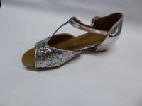 Childrens Silver Glitter Latin/Ballroom Dance Shoe - Louise