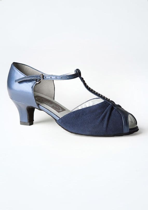 Freed of London  Ladies Blue Suede Ballroom Shoe E Fitting - TOPAZ