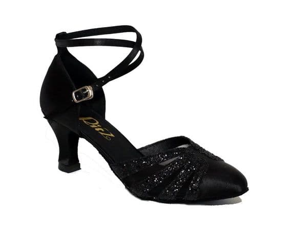 OLIVIA -Ladies Black Satin Closed Toe Ballroom Shoe