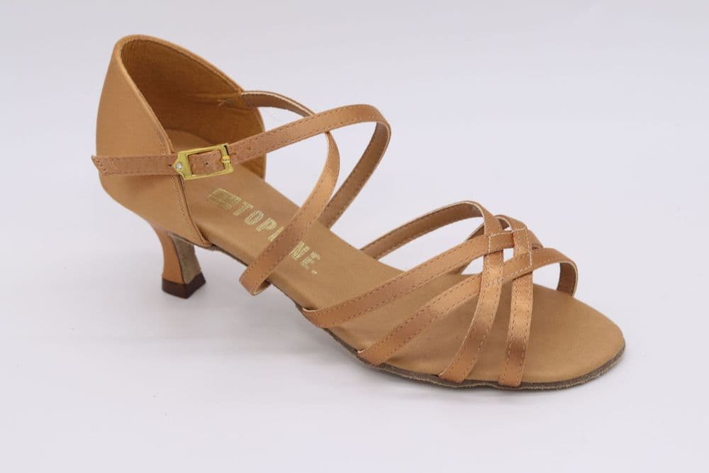 Topline Anna Latin Ladies Latin Ballroom Dance Shoe Tan 2" Heel SALE