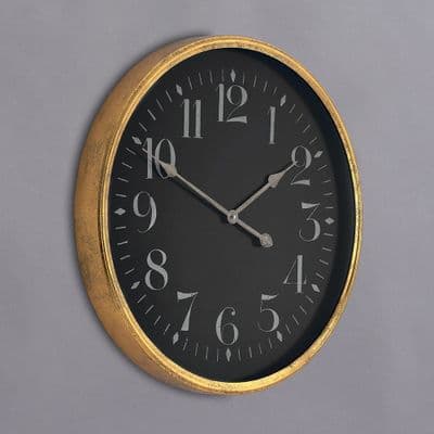 Amos Large Black And Gold Iron Wall Clock