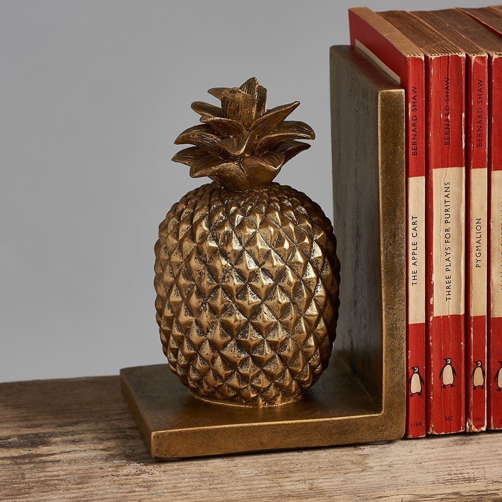 Antique Gold Pineapple Bookends