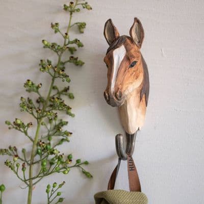 Carved Wooden Arabian Horse Hook